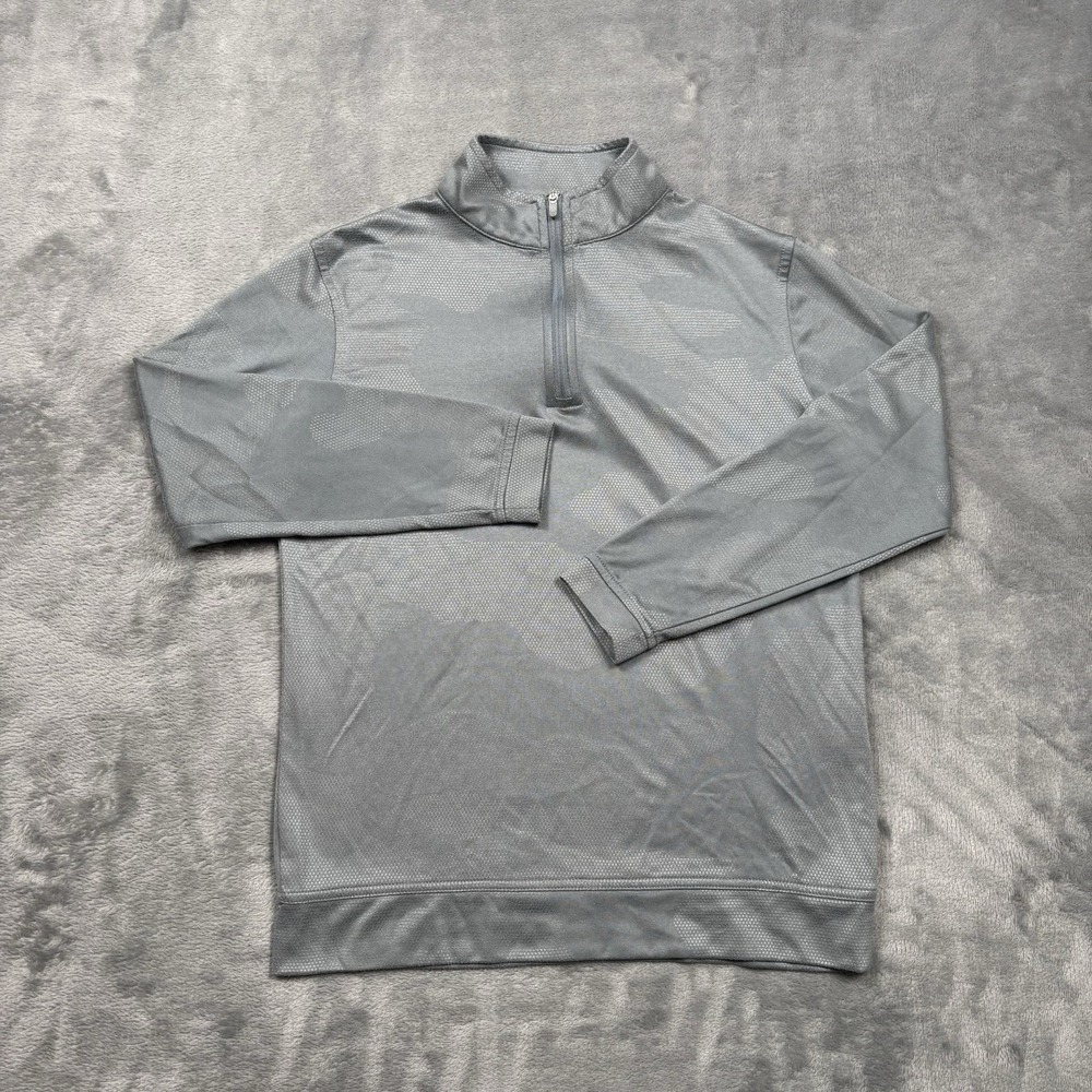 Peter Millar Perth Gray Camo Jacquard Performance Golf Quarter Zip Youth Medium